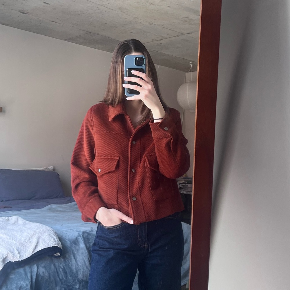 Women's Corduroy Burnt Orange Button Front Jacket